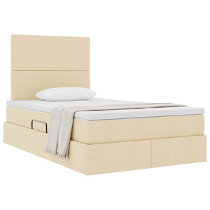 vidaXL Storage Bed with Mattress Cream 120 x 190 cm Fabric