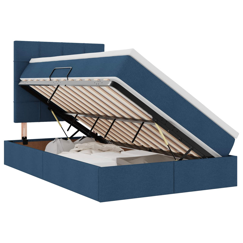 vidaXL Storage Bed with Mattress Blue 120 x 190 cm Fabric