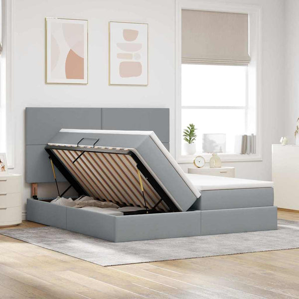 vidaXL Storage Bed with Headboard Light Grey 180 x 200 cm Faux Leather