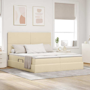 vidaXL Storage Bed with Headboard Cream 180 x 200 cm Faux Leather
