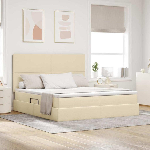 vidaXL Storage Bed with Headboard Cream 180 x 200 cm Faux Leather