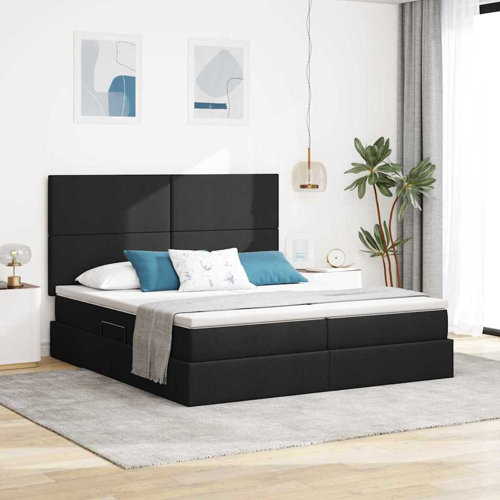 vidaXL Storage Bed with Headboard Black 200 x 200 cm Faux Leather