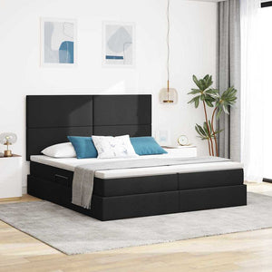 vidaXL Storage Bed with Headboard Black 200 x 200 cm Faux Leather