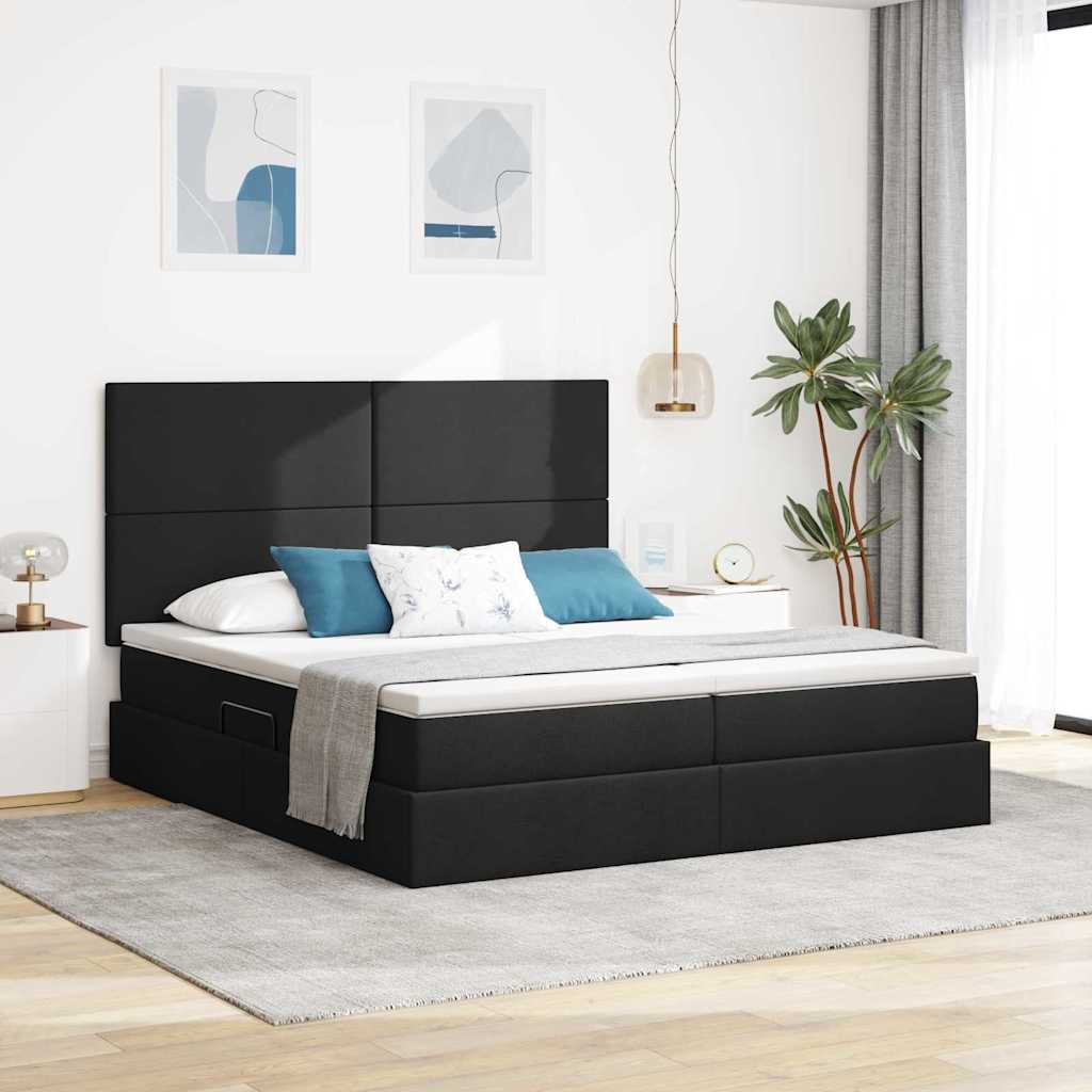 vidaXL Storage Bed with Headboard Black 200 x 200 cm Faux Leather