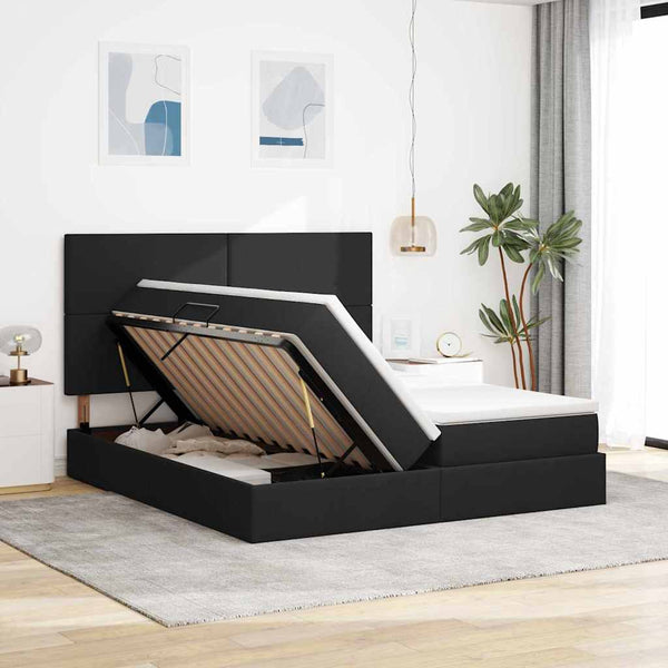 vidaXL Storage Bed with Headboard Black 200 x 200 cm Faux Leather