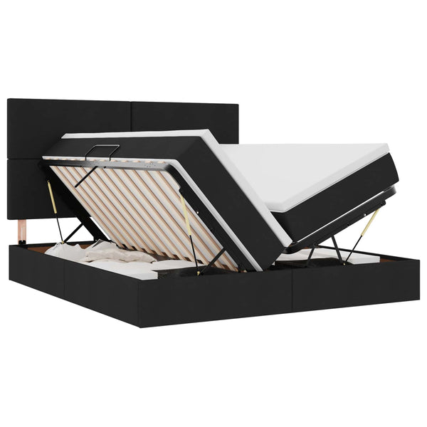vidaXL Storage Bed with Headboard Black 200 x 200 cm Faux Leather