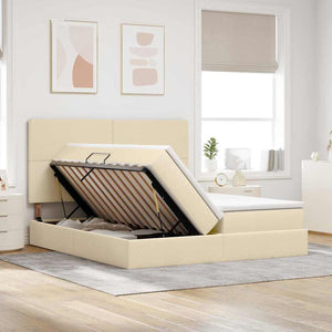 vidaXL Storage Bed with Headboard Cream 200 x 200 cm Faux Leather