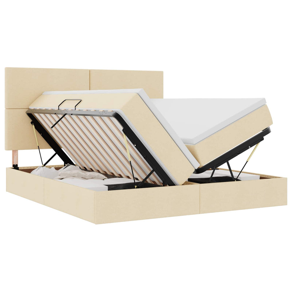 vidaXL Storage Bed with Headboard Cream 200 x 200 cm Faux Leather