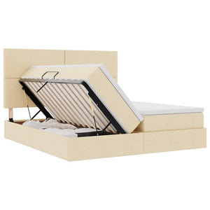 vidaXL Storage Bed with Headboard Cream 200 x 200 cm Faux Leather