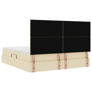 vidaXL Storage Bed with Headboard Cream 200 x 200 cm Faux Leather