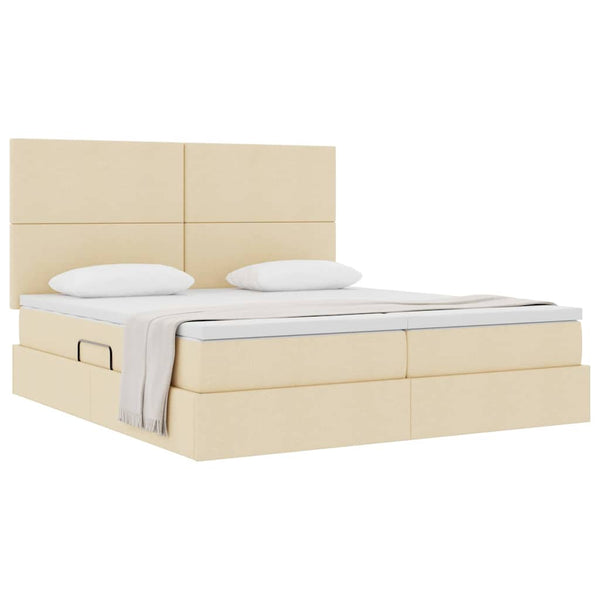vidaXL Storage Bed with Headboard Cream 200 x 200 cm Faux Leather