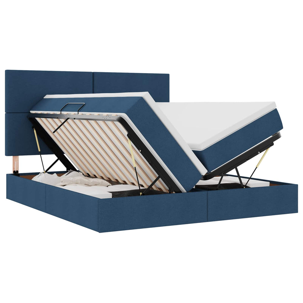 vidaXL Storage Bed with Headboard Blue 200 x 200 cm Faux Leather