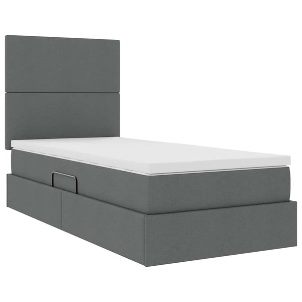 vidaXL Storage Bed with LED Dark Grey 90 x 190 cm Polyester
