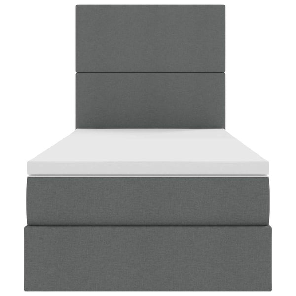vidaXL Storage Bed with LED Dark Grey 90 x 190 cm Polyester
