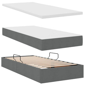 vidaXL Storage Bed with LED Dark Grey 90 x 190 cm Polyester