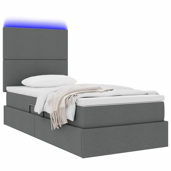 vidaXL Storage Bed with LED Dark Grey 90 x 190 cm Polyester