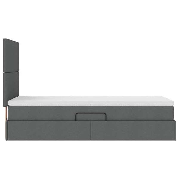 vidaXL Storage Bed with LED Dark Grey 90 x 190 cm Polyester