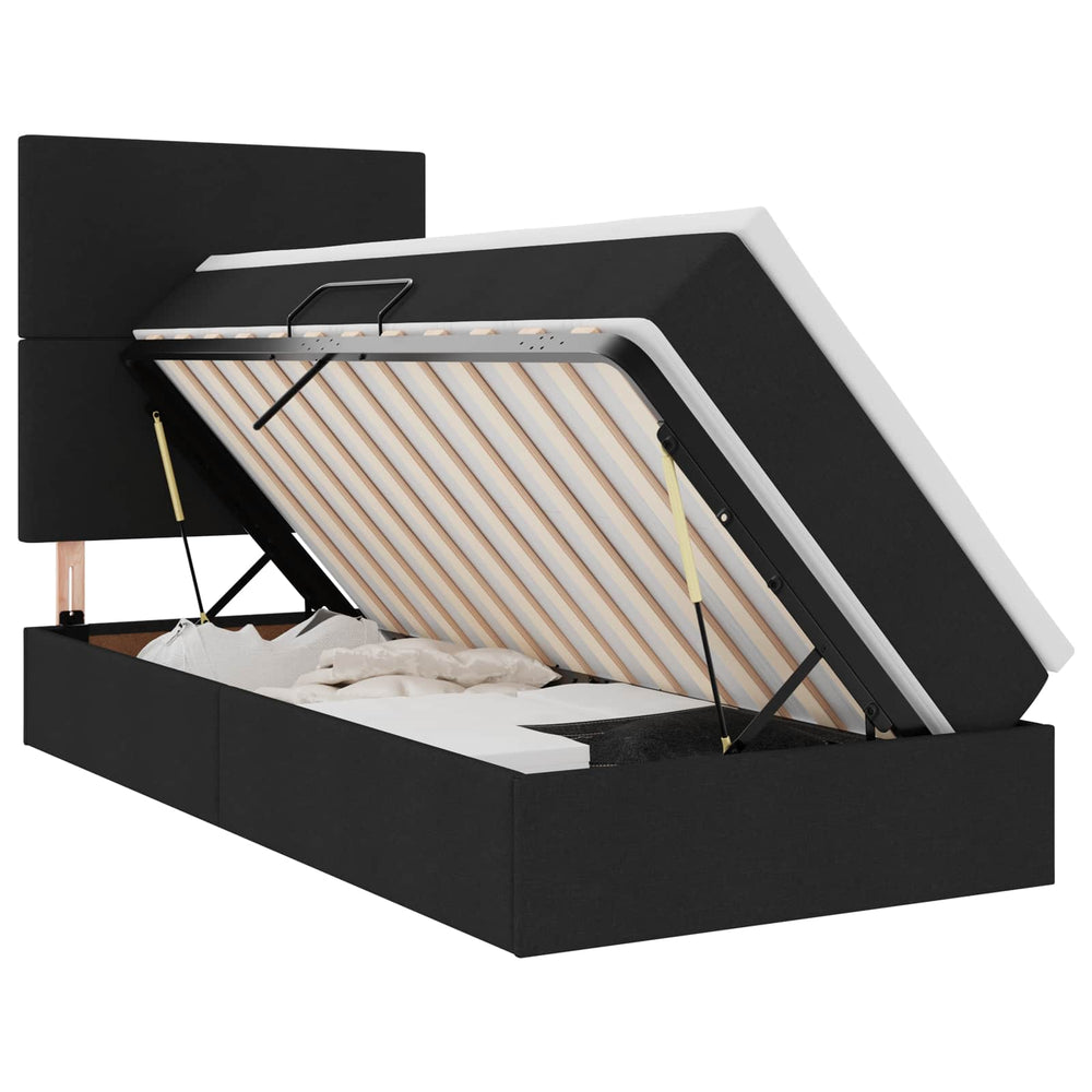 vidaXL LED Storage Bed with LED Black 90 x 190 cm Polyester