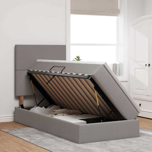 vidaXL LED Storage Bed Taupe 90 x 190 cm Polyester