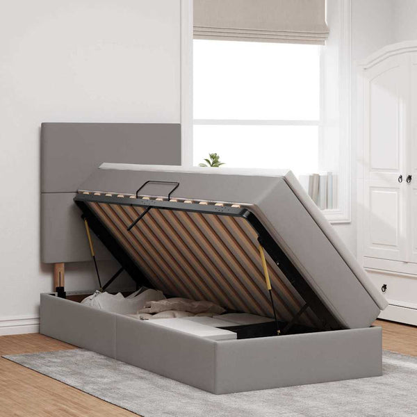 vidaXL LED Storage Bed Taupe 90 x 190 cm Polyester