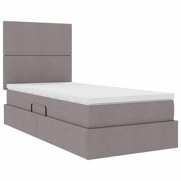 vidaXL LED Storage Bed Taupe 90 x 190 cm Polyester