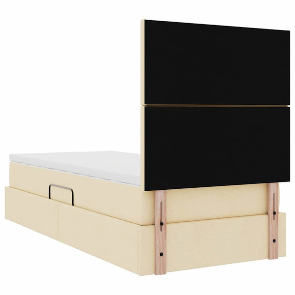 vidaXL Bed with Storage and LED with LED Cream 90 x 190 cm Polyester