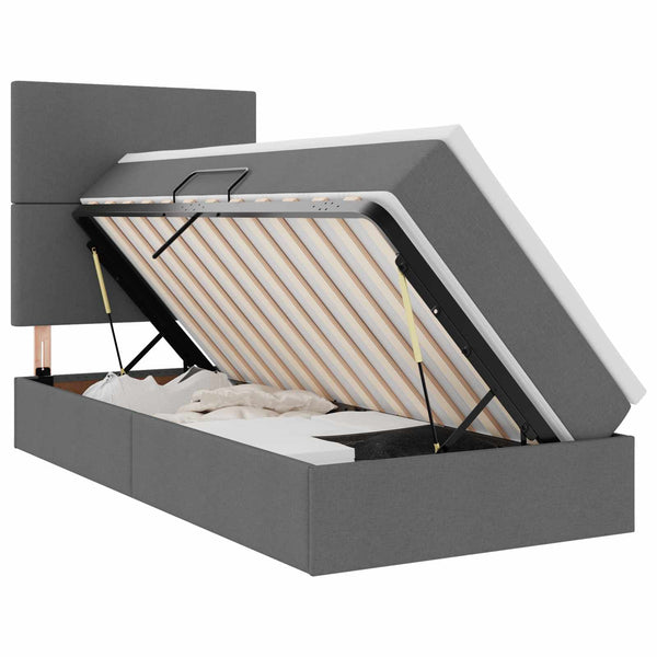 vidaXL Bed with Storage and LED Dark Grey 90 x 200 cm Polyester