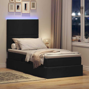 vidaXL Storage Bed with LED Black 90 x 200 cm Polyester