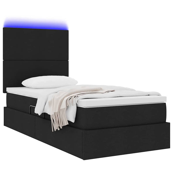 vidaXL Storage Bed with LED Black 90 x 200 cm Polyester