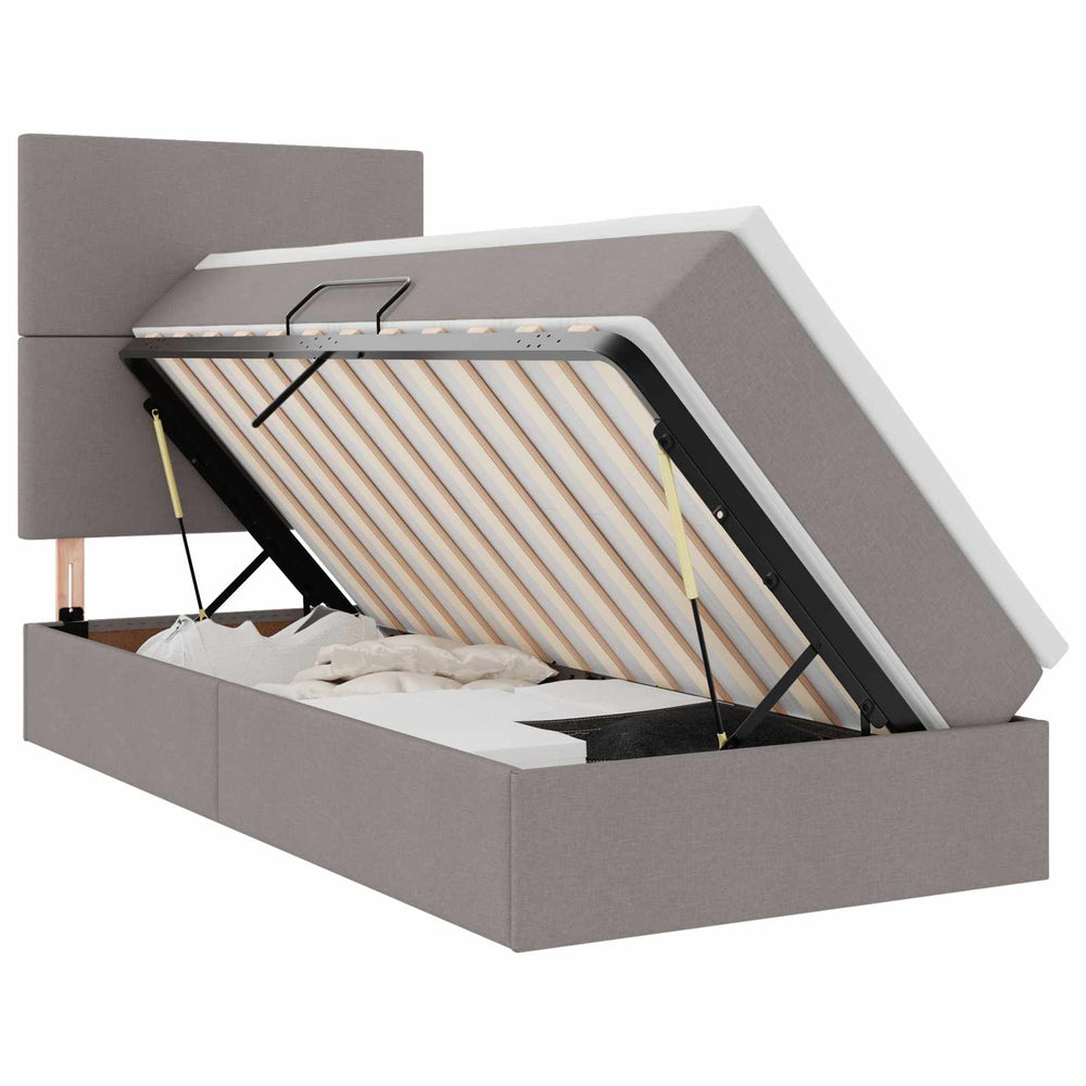 vidaXL Storage Bed with LED Taupe 90 x 200 cm Polyester
