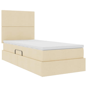vidaXL Cream 90 x 200 cm Polyester LED Bed with Storage