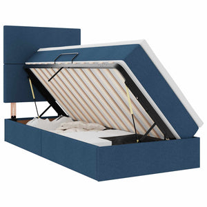 vidaXL Bed with Storage and LED with Blue LED 90 x 200 cm Polyester