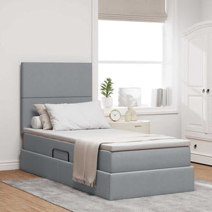 vidaXL Storage Bed with LED Light Grey 100 x 200 cm Polyester