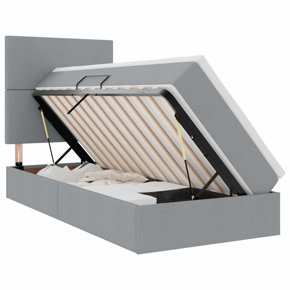 vidaXL Storage Bed with LED Light Grey 100 x 200 cm Polyester