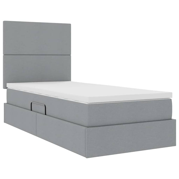 vidaXL Storage Bed with LED Light Grey 100 x 200 cm Polyester