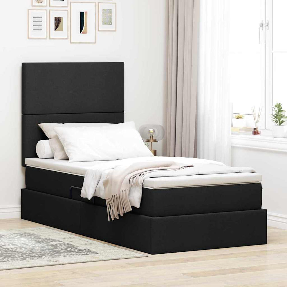 vidaXL Storage Bed with LED Black 100 x 200 cm Polyester