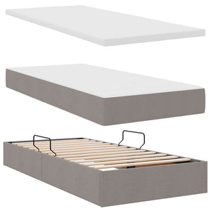 vidaXL Storage Bed with LED Taupe 100 x 200 cm Polyester