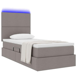 vidaXL Storage Bed with LED Taupe 100 x 200 cm Polyester