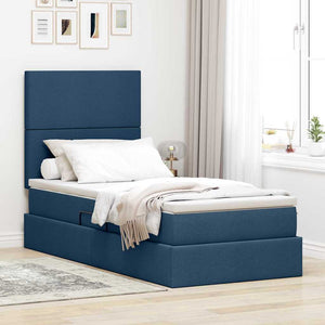 vidaXL LED Storage Bed with LED Blue 100 x 200 cm Polyester