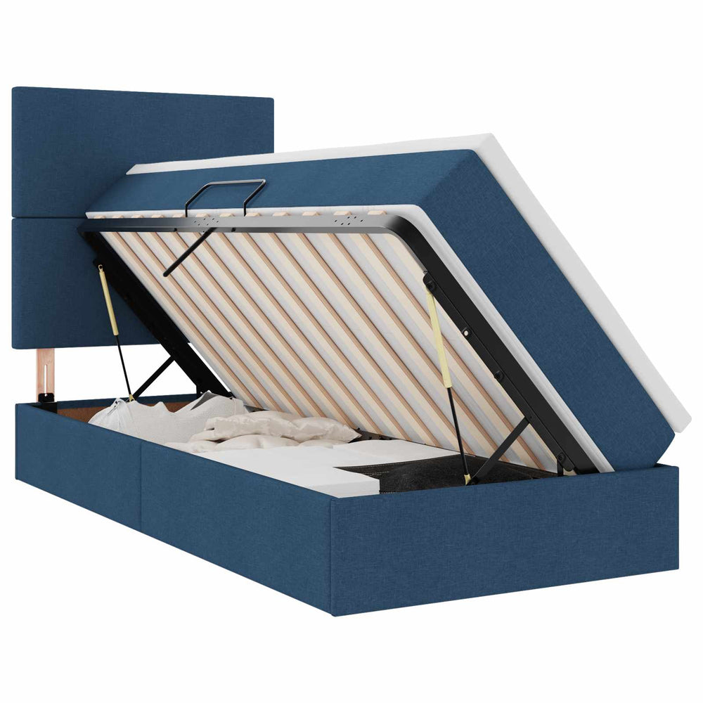 vidaXL LED Storage Bed with LED Blue 100 x 200 cm Polyester