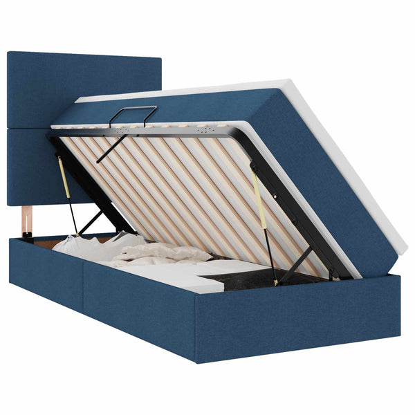 vidaXL LED Storage Bed with LED Blue 100 x 200 cm Polyester
