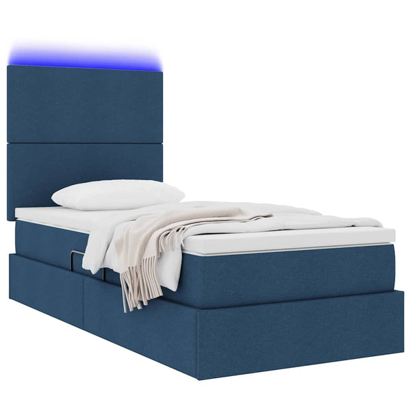 vidaXL LED Storage Bed with LED Blue 100 x 200 cm Polyester