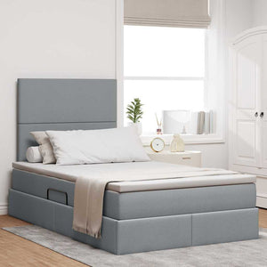 vidaXL Bed with Storage and LED Light Grey 120 x 190 cm Polyester