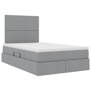 vidaXL Bed with Storage and LED Light Grey 120 x 190 cm Polyester