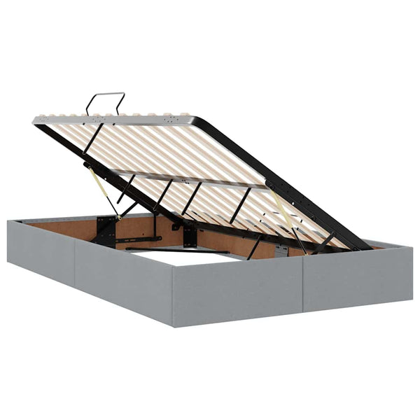 vidaXL Bed with Storage and LED Light Grey 120 x 190 cm Polyester
