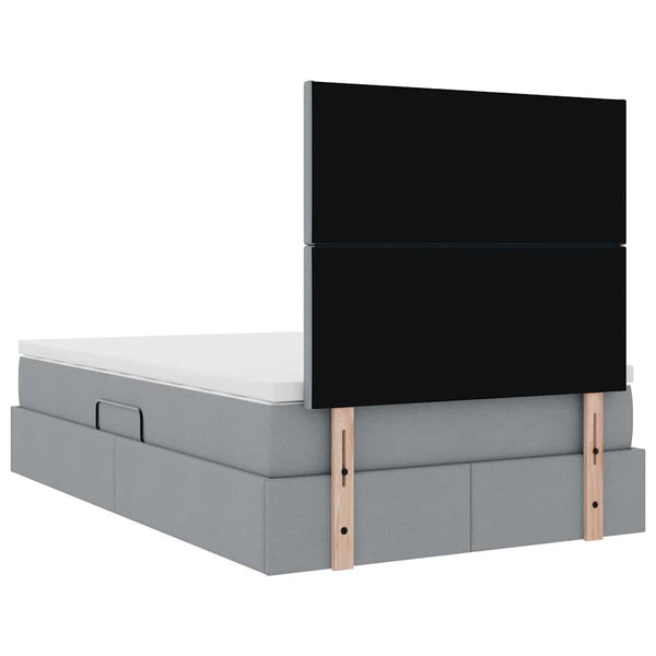 vidaXL Bed with Storage and LED Light Grey 120 x 190 cm Polyester
