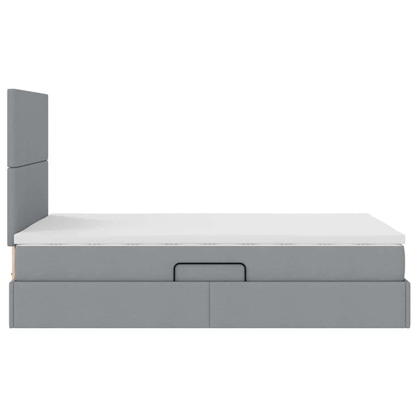 vidaXL Bed with Storage and LED Light Grey 120 x 190 cm Polyester