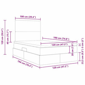 vidaXL Bed with Storage and LED Light Grey 120 x 190 cm Polyester