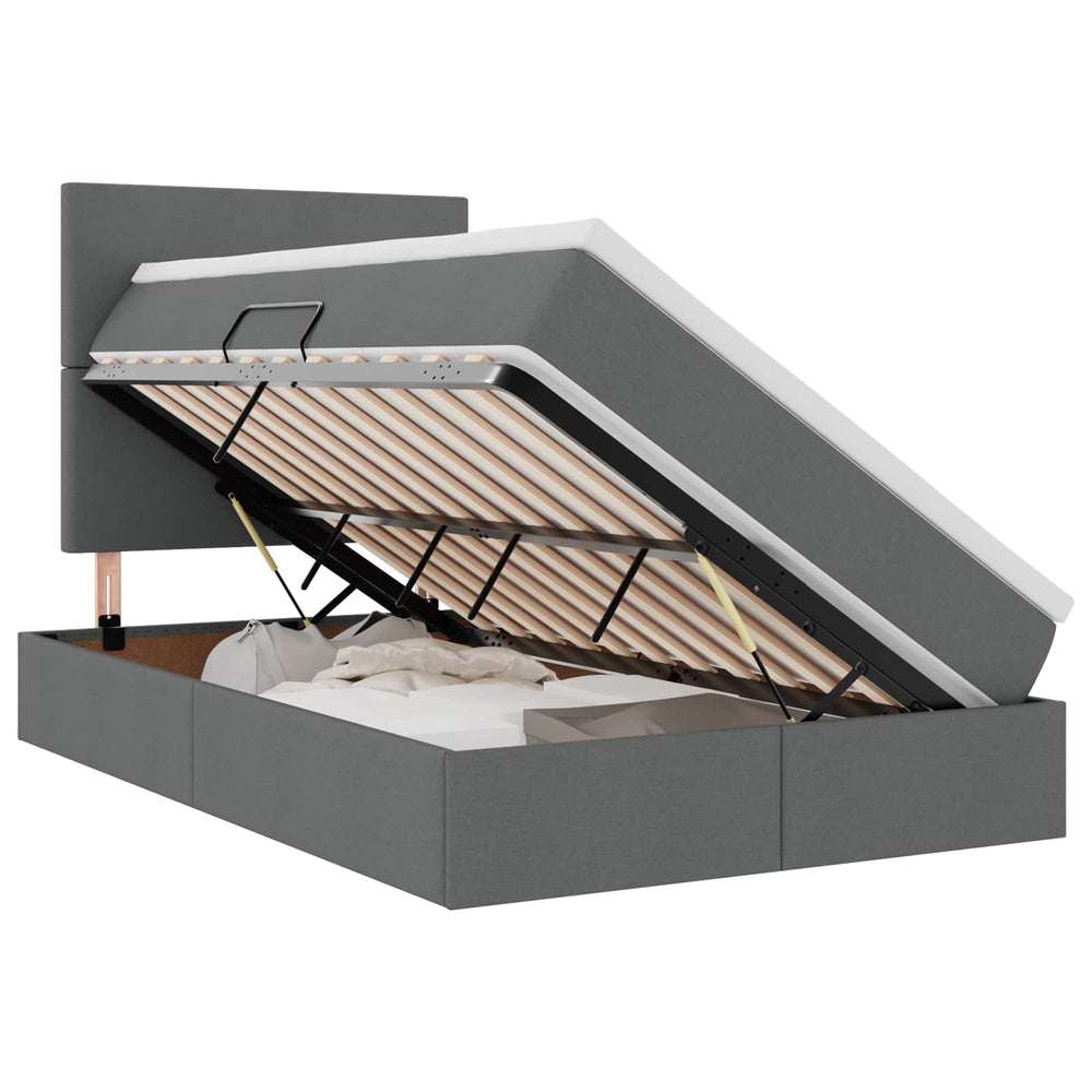 vidaXL Bed with Storage and LED Dark Grey 120 x 190 cm Polyester