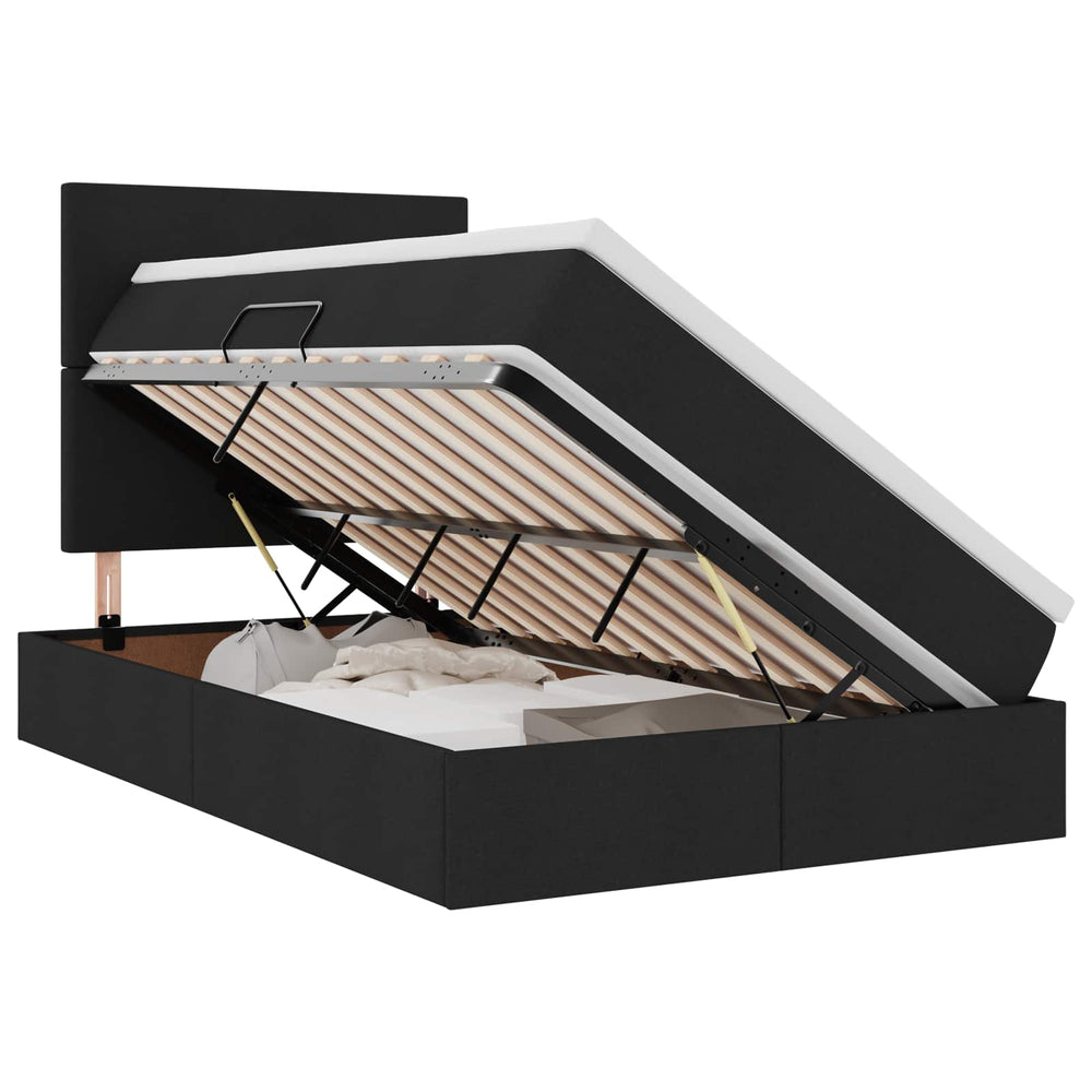 vidaXL Storage Bed with LED Black 120 x 190 cm Polyester